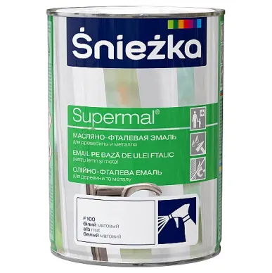 Эмаль масляно-фталиевая 0,8 л серый металлик Supermal Sniezka